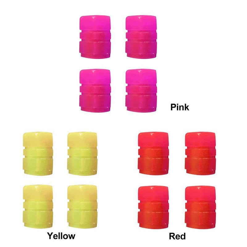 4pcs Luminous Tire Cap Tire Rim Stem Cap Rim Stem Covers for Motorcycles (Pin