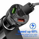 Smart Phone Adapter QC 3.0 LED Display Fast Charging 3-Port USB Car Charger
