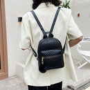 Fashion Women Lattice Pattern PU Pure Color Backpack Casual Ladies Small Handbag