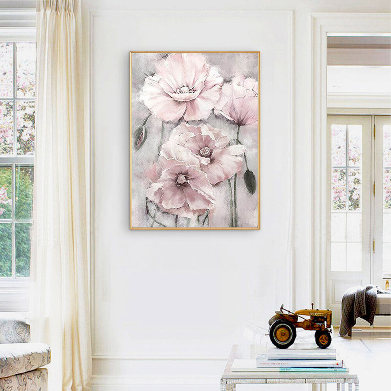 Pink Flower Oil Paint By Numbers Kits Canvas Picture Wall DIY Craft (B748)