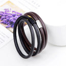 3pcs Unisex Chain Magnetic Buckle Leather Bracelet Braided Wristband