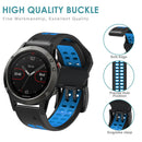 Soft Silicone Sport Band for Garmin Fenix 7/6 Pro/5 22mm Strap (Black Blue)