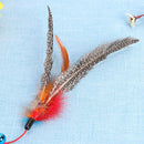 1pc Cat Teaser Wall Toys Funny Colorful Feather Rod Pet Interactive Bell Stick