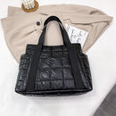 Retro Quilted Lattice Large Shoulder Bag Women Solid Color Nylon Shopping Bags