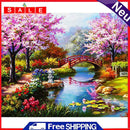 DIY Paint By Number Kit Frameless Small Bridge Flowing Water Handpainted Hanging