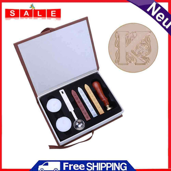26 English Alphabets Five Petaled Flowers Metal Hot Seal Wax Clear Stamp