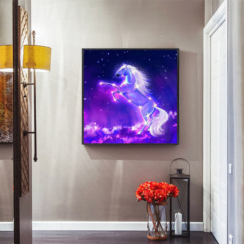 5D DIY Full Round Drill Diamond Paint Light Horse Mosaic Rhinestone Drawing