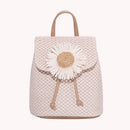 Straw Woven Backpack Women Summer Beach Fashion PU Flower Travel Shoulder Bags