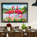 Diamond Painting Flamingo Full round Rhinestone Wall