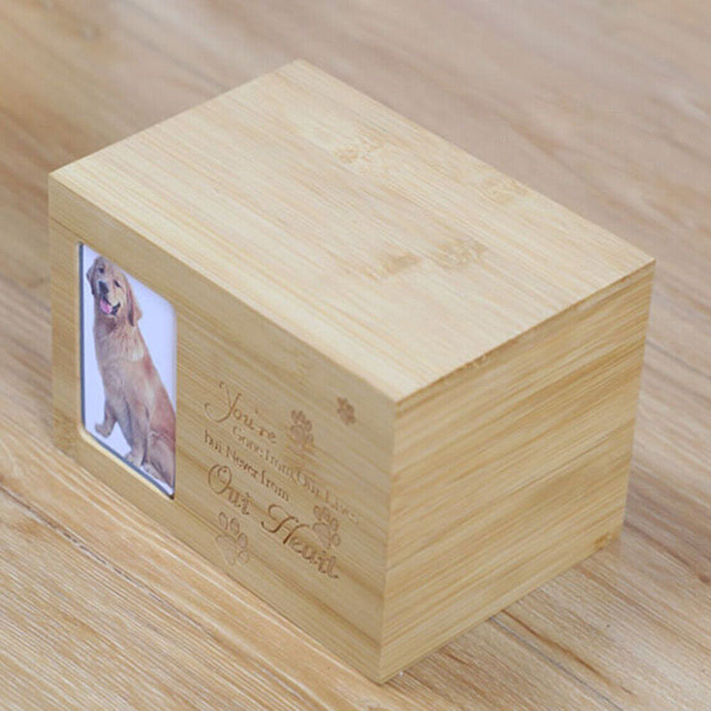 Wooden Pet Urn Box Dog Cat Cremation Personal Peaceful Memorial Photo Frame B