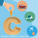 Creative Saving Box 26 English Alphabet Wooden Money Storage Box Jar (C)