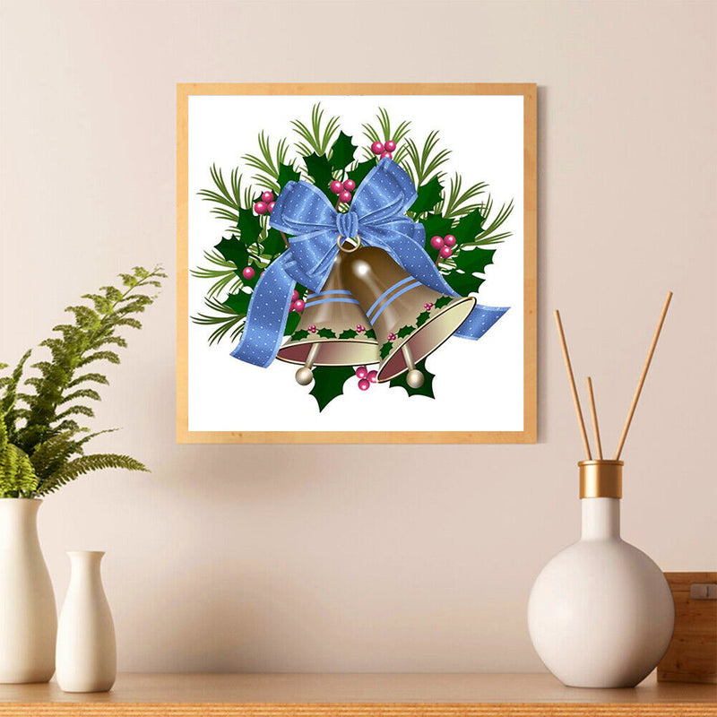 Frameless Oil Paint By Numbers DIY Blue Bow Bell Picture Craft Kit for Home