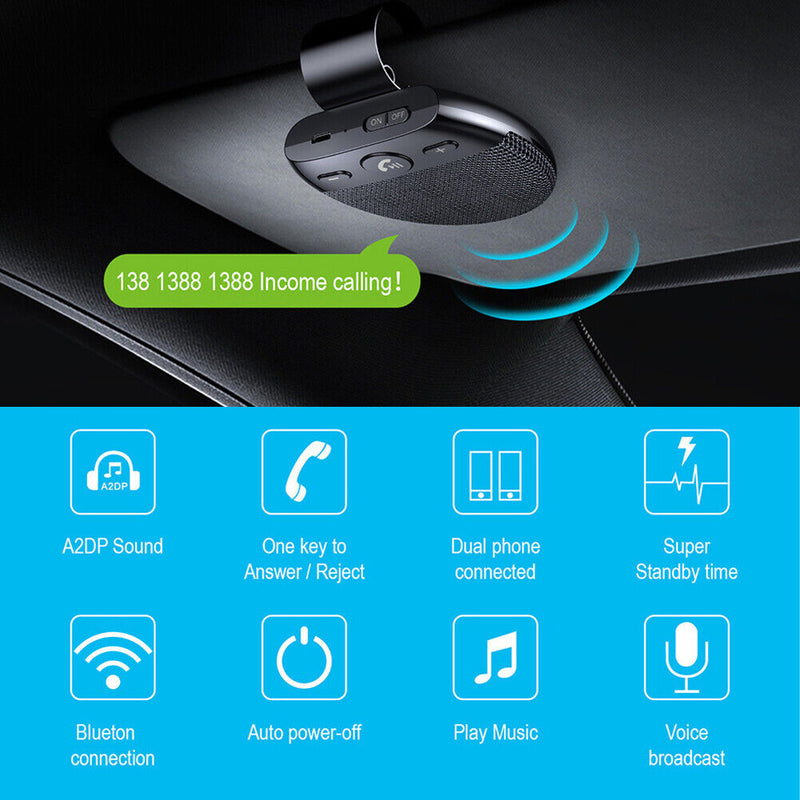 Sun Visor Handsfree Speaker Audio Car Speakerphone Wireless Music Loudspeaker