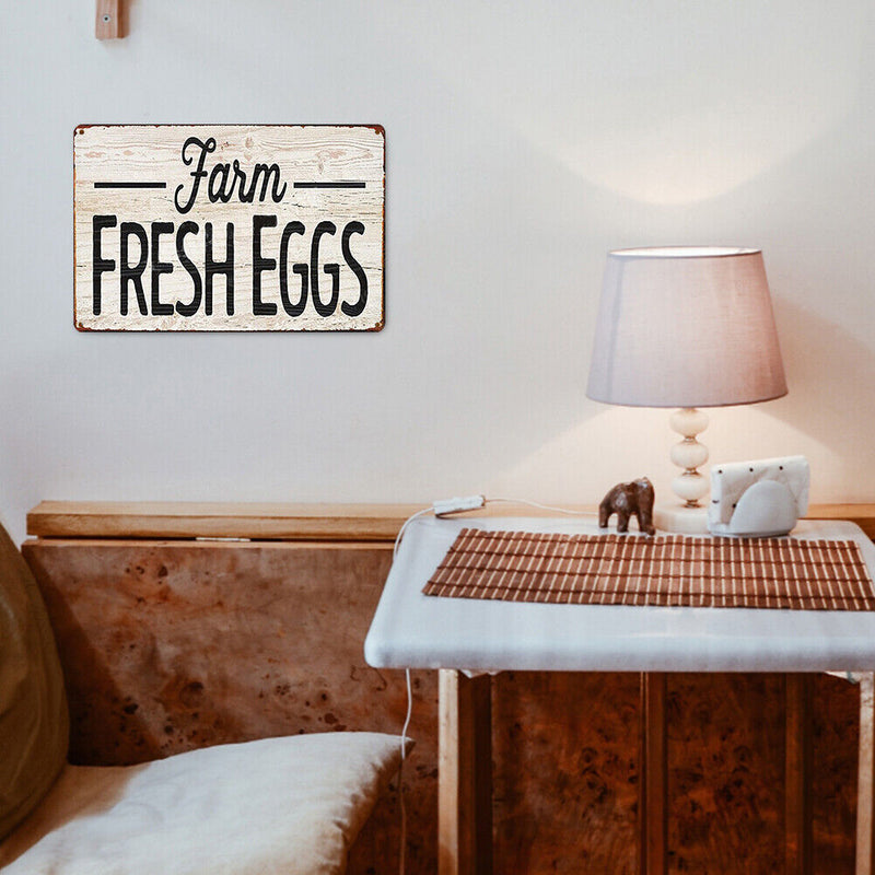 Fresh Eggs Retro Metal Plate Tin Sign for Bar Pub Club Cafe Wall Iron Painting