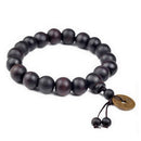 Buddhist Women Men Prayer Beads Buddha Bracelet Wood Bead Bangle Copper Coin