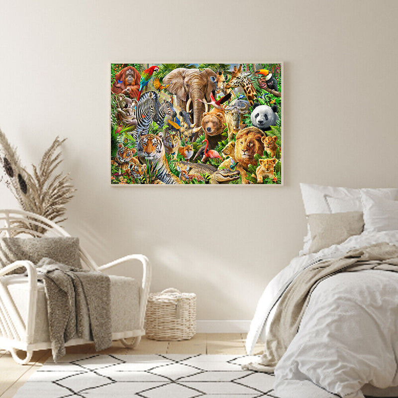 5D DIY Animals Full Round Drill Mosaic Diamond Painting Picture Rhinestone Craft