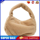 Women Plush Fur Armpit Bag Lady Winter Zipper Small Shoulder Bag (Brown)
