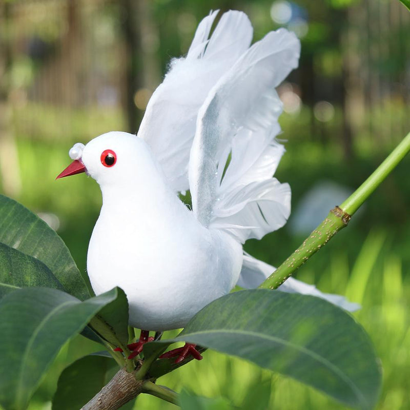 White Foam Artificial Feather Wings Simulation Pigeon Wedding Decor Spread