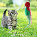 10pcs Feather Teasing Toys Cat Pompom Ball Pet Teaser Bell Sound Interactiv