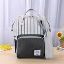 Stripes Waterproof Mummy Backpack Large USB Maternity Diaper Handbag(Black