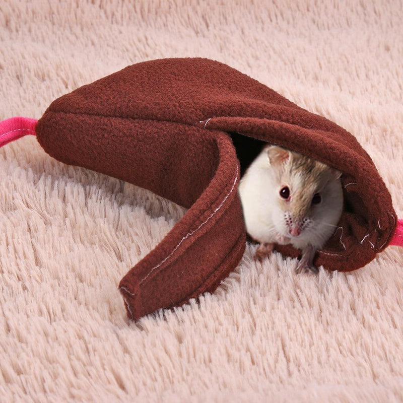 Warm Banana Hamster Hammock Hang Cage Pet Birds Sleeping Nest House (Brown)