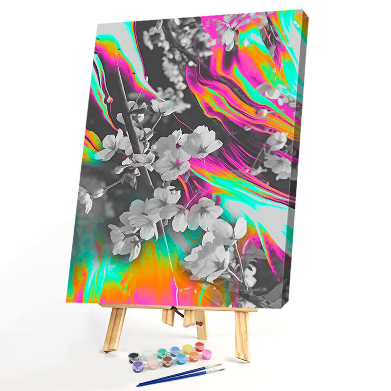 Apricot Flower Oil Painting By Numbers Canvas Coloring Picture Set No Frame