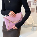 Women PU Evening Bag Solid Sequins Envelope Zipper Handbag Ladies Wedding Purse