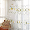 Sheer Leaf Printing Perforated Tulle Curtain Balcony Room Sliding Window Scre