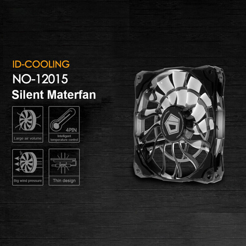ID-COOLING 12cm Thin Chassis Cooling Fan for PC Case CPU 4 Pin Silent Radiator