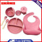 6pcs Silicone Baby Feeding Anti Brief Plates for Food Kids Tableware (Dark Red)
