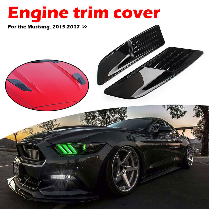 1 Pair Hood Air Flow Intake Scoop Bonnet Vent Trim for Ford Mustang 2015-2017