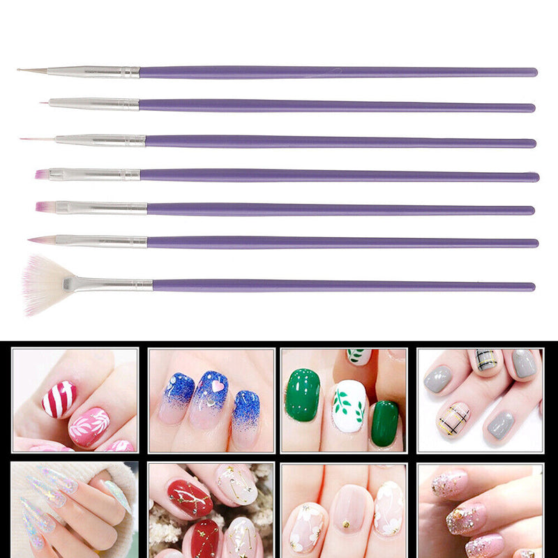 7pcs Gel Nail Painting Pen Polish Drawing Carving Nail Art Brush Manicure T