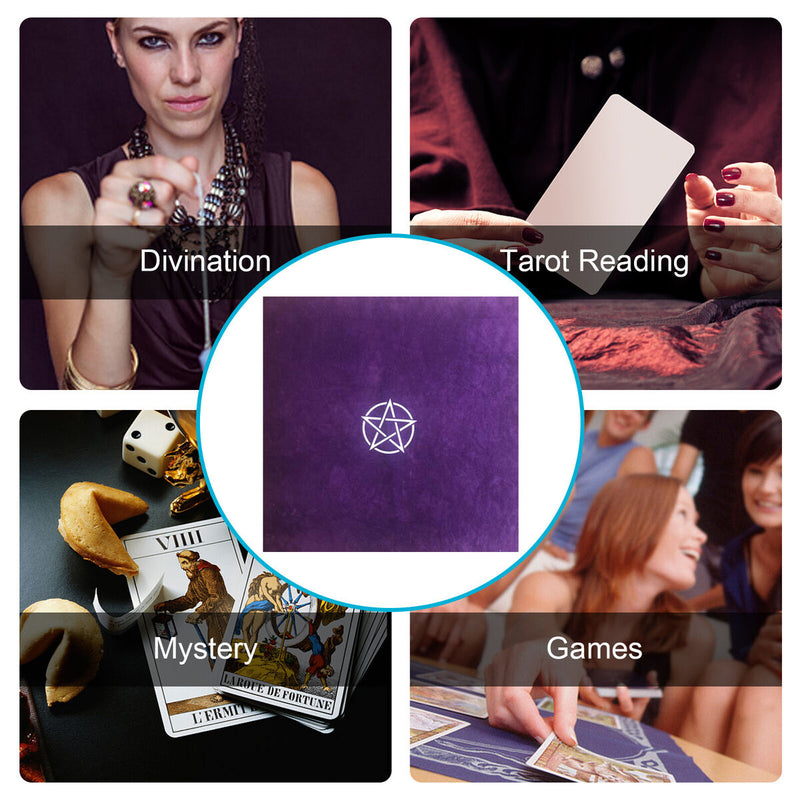 2x Velvet Pentagram Altar Tarots Tablecloth with Bags Divination Astrology To