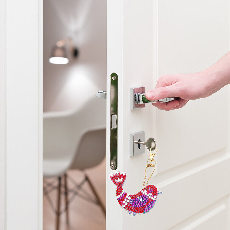 4pcs DIY Bird Mosaic Keyring Full Drill Special Shape Diamond Drawing Kit Newly