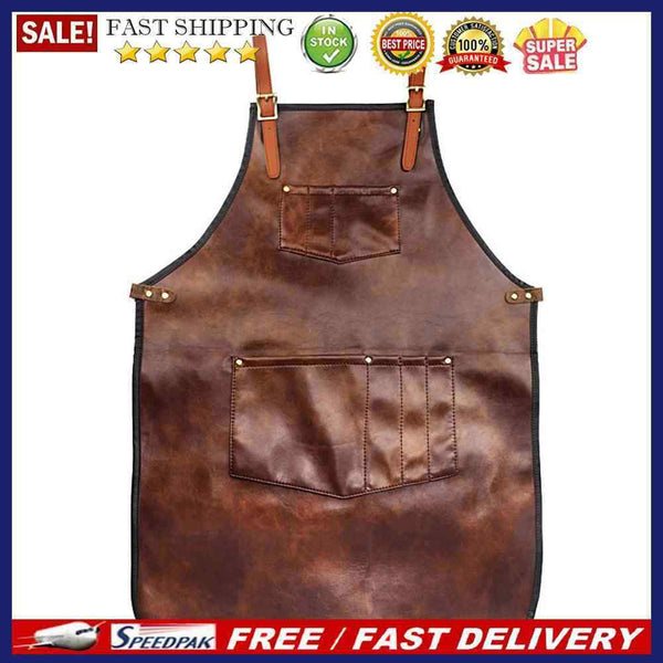 Hairdresser Leather Work Clothes Salon Barber Shop Multi Pockets Denim Apron