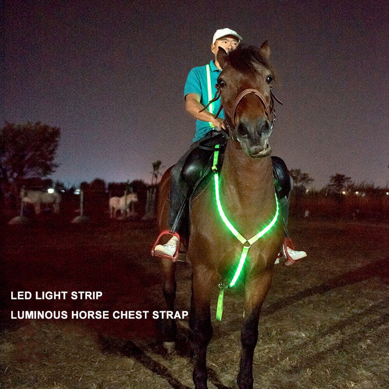 Adjustable LED Light Harness Chest Belt Lights Night Safe Horse Riding Equipm