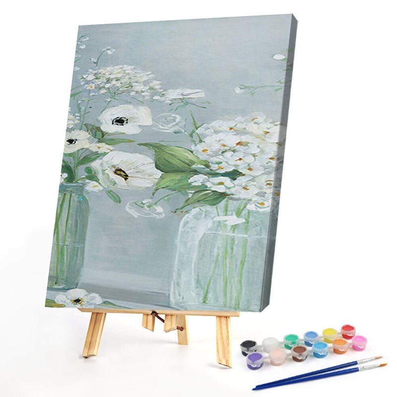 3 Panels Vase Oil Paint By Numbers Kits Canvas Picture Wall Art DIY Craft