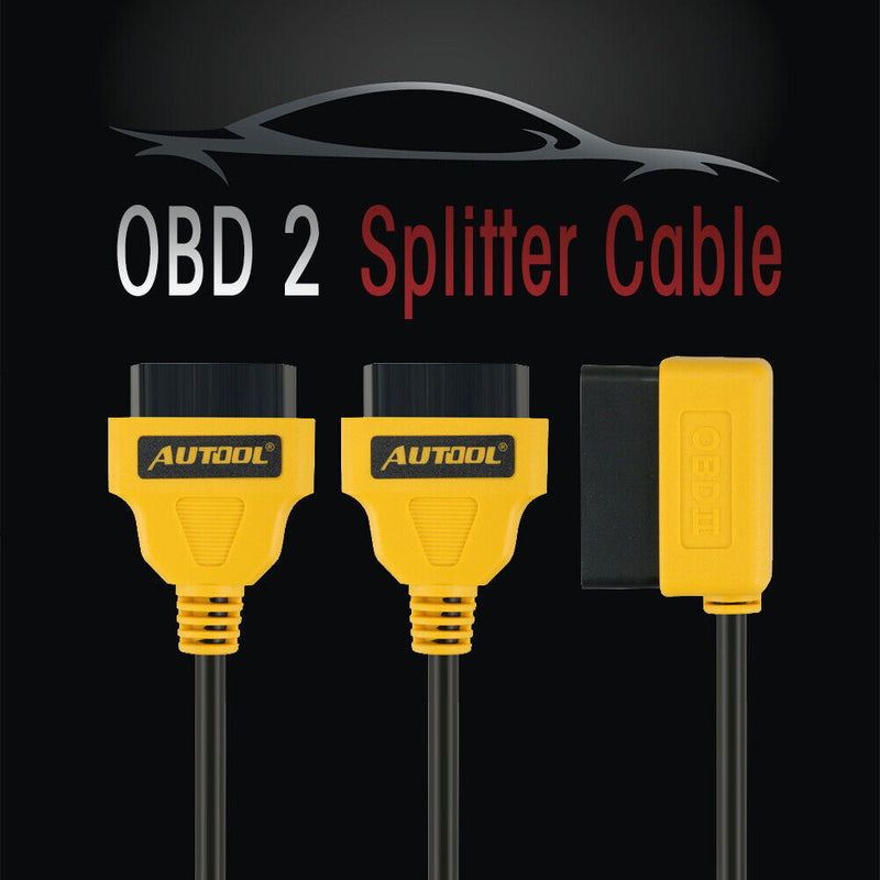 AUTOOL OBD II 2 Y Splitter Cable OBD2 16 Pin Male to Dual 16Pin Female Adapter