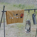 Camping Tableware Storage Bag Canvas Towel Rack BBQ Cutlery Hanging Holder Newly