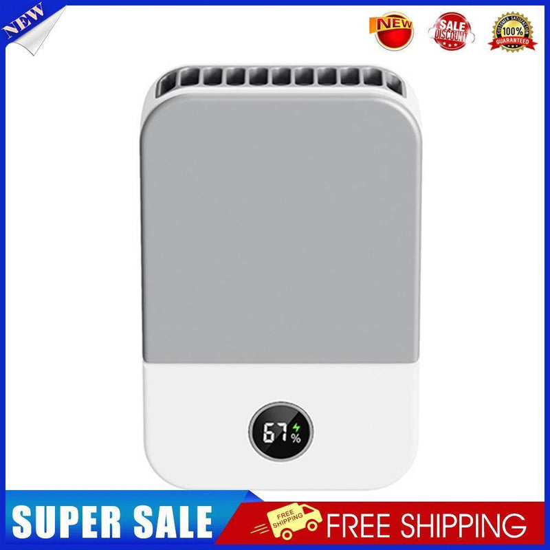 Mini Digital Display Hanging Neck Fan Portable USB Desktop Fans (White)