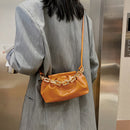 Women Pleated Shoulder Bag Chain Totes Lady PU Stone Pattern Crossbody Handbag