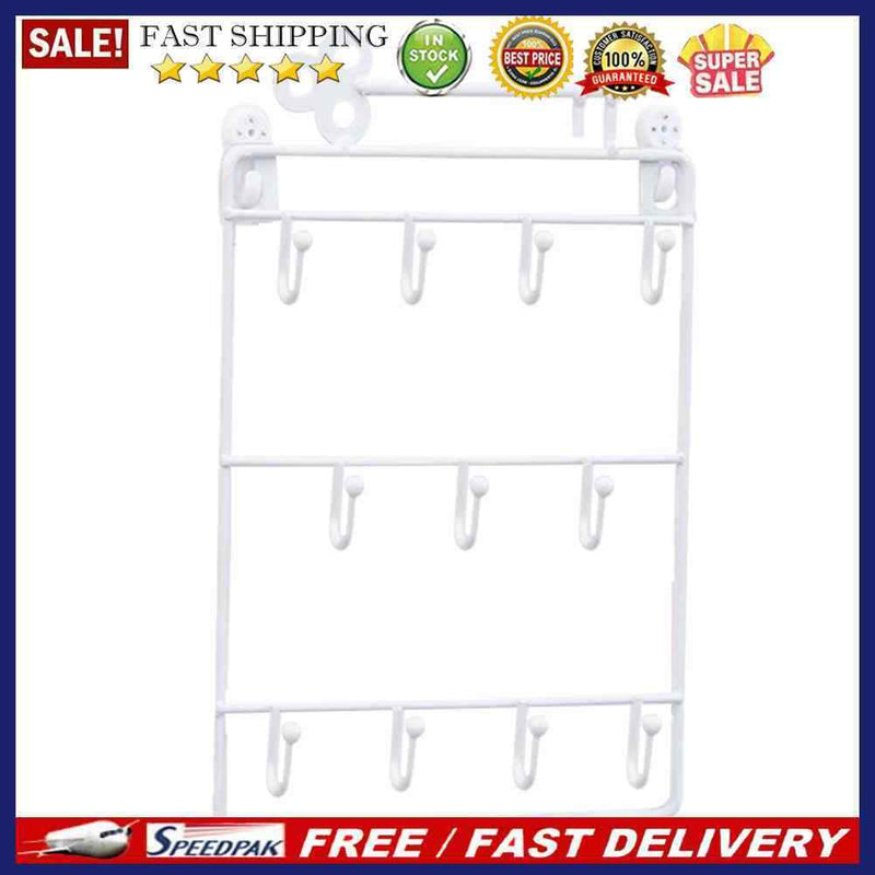 Modern Wall Mounted 11 Hangers Hooks Key Holder Coat Hat Storage Rack Home De
