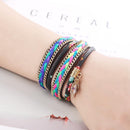 Winding Weaved Jewelry Bracelet Alloy Women Crystal Wristband(Black)