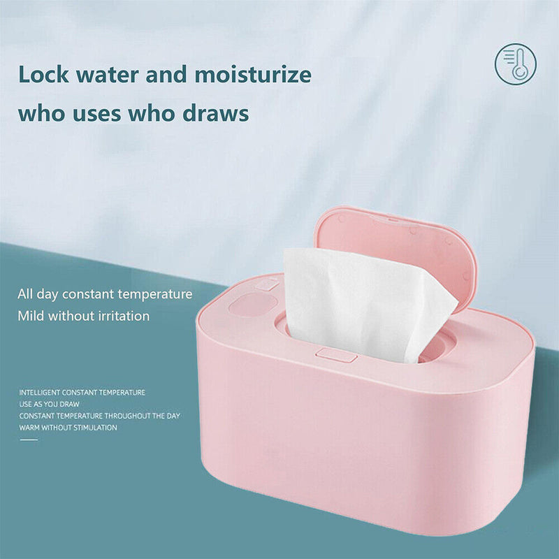 USB Baby Wet Wipes Heater Home Car Tissue Paper Warmer Warming Box (Pink) Newly