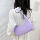 Pure Color Underarm Hobos Bag Casual Ladies Zipper Mini Purse Top-handle Handbag