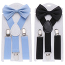 Hair Bow Set Printed Bow Tie Elastic Braces Cow Tie Belts Kids Suspenders