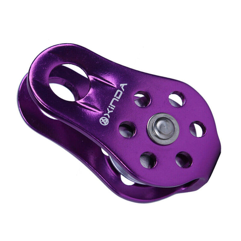 Rock Climbing Pulley Aluminum Bearing Lifting Fixed Rope Equipment (Purple)