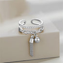 Rhinestone Engagement Link Chain Tassel Ring Zircon Gothic With Spike Pendant