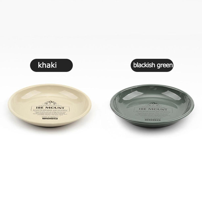 Camping Dinner Plates Enamel Outdoor Picnic BBQ Home Food Dish (Dark Green)