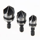 3PC1/4 Hex 5Flute 12-19mm Lower Drill for Wood, Metal, Quick Change